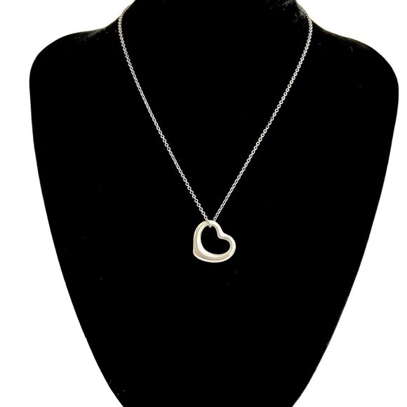 TIFFANY & Co. Tiffany Open Heart Necklace 925 Sterling Silver Pendant 05322